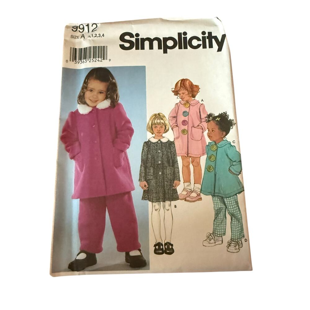 Simplicity 9912 Sewing Pattern Uncut FF Girls Jacket Coat Pants Vintage 2001